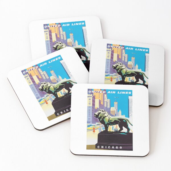 Item preview, United Air Lines Chicago (Downtown) Vintage Travel Ad designed and sold by vintagerepros.