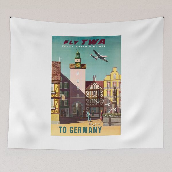 Item preview, Fly TWA Germany Vintage Travel Ad designed and sold by vintagerepros.