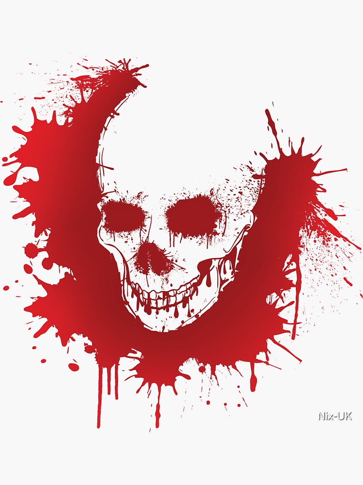 "Blood splatter skull, gothic, scary skull art, blood art, skull