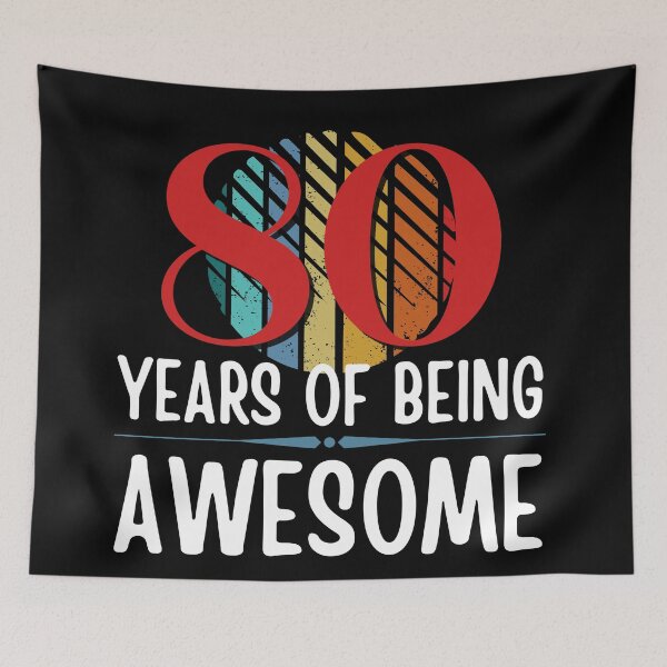Item preview, 80 Years of Being Awesome, Funny 80th Birthday with Retro Sunset, Milestone Birthday Gift designed and sold by Auntieck.
