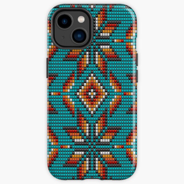 Aztec traditional beaded kilim on teal