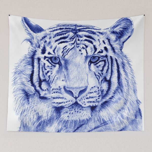 Item preview, White tiger - blue colorized version designed and sold by SylvieG18.