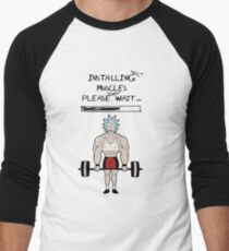 Rick and Morty. Installing muscles. Men's Baseball Âľ T-Shirt