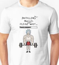 Rick and Morty. Installing muscles. Slim Fit T-Shirt