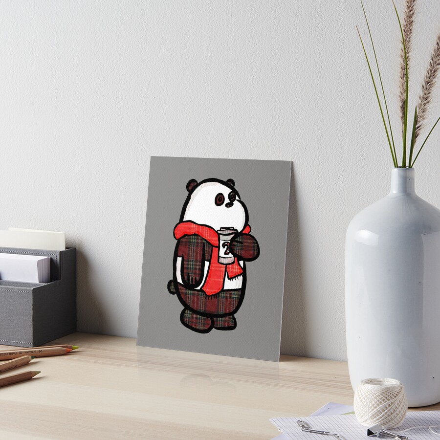Plaid Panda Art Board Print for Sale by RoserinArt