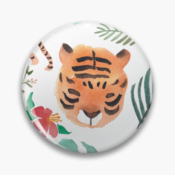 Item preview, Tiger and fruit watercolour pattern designed and sold by nananstudio.