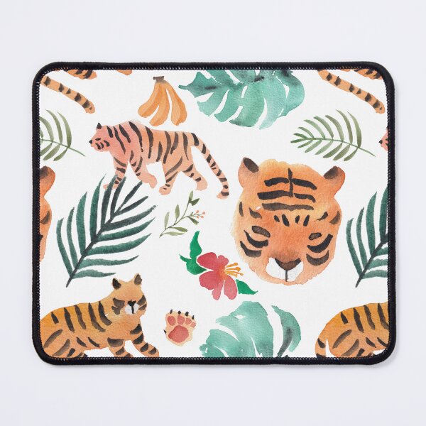 Item preview, Tiger and fruit watercolour pattern designed and sold by nananstudio.