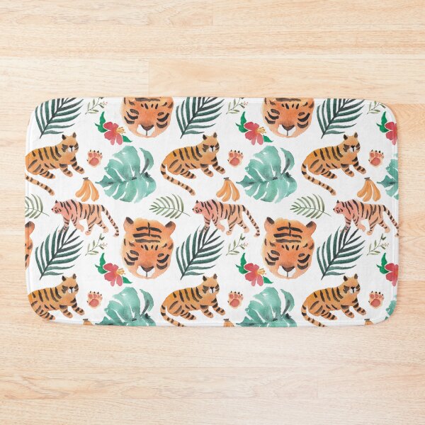 Item preview, Tiger and fruit watercolour pattern designed and sold by nananstudio.