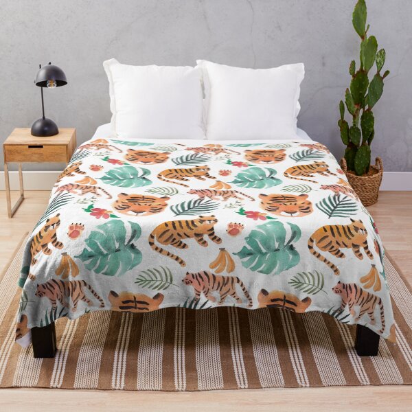 Item preview, Tiger and fruit watercolour pattern designed and sold by nananstudio.