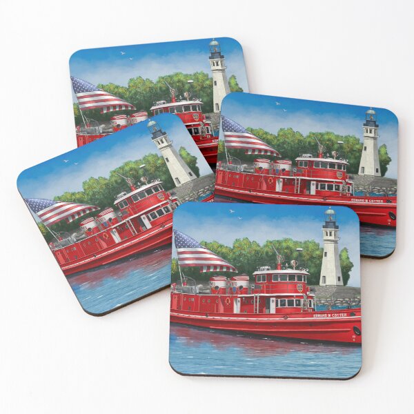 Item preview, Historic Buffalo Harbor Fireboat Edward M. Cotter and Buffalo Lighthouse designed and sold by abbottoons.