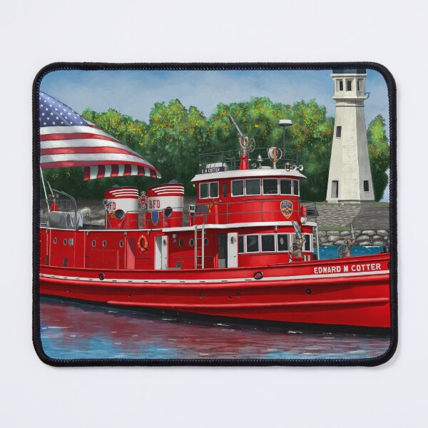 Item preview, Historic Buffalo Harbor Fireboat Edward M. Cotter and Buffalo Lighthouse designed and sold by abbottoons.
