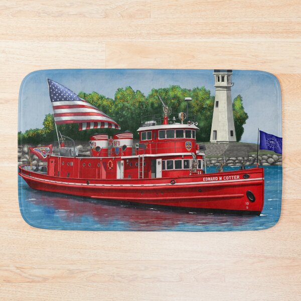 Item preview, Historic Buffalo Harbor Fireboat Edward M. Cotter and Buffalo Lighthouse designed and sold by abbottoons.