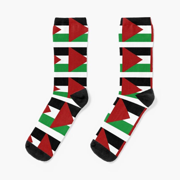 Flag Of Palestine Printed Crew Socks Warm Over Boots Stocking Trendy Warm Sports Socks