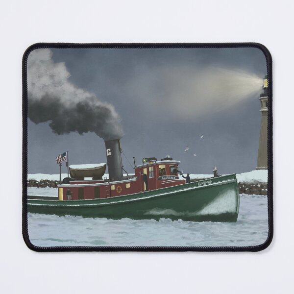 Item preview, Historic Buffalo Harbor Steam Tugboat and Lighthouse designed and sold by abbottoons.