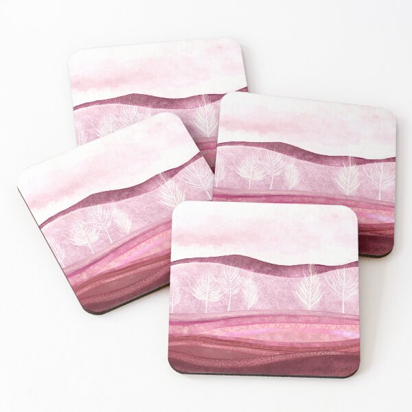 Item preview, Pink and red Treed landscape art- stylized abstract designed and sold by Inktown.
