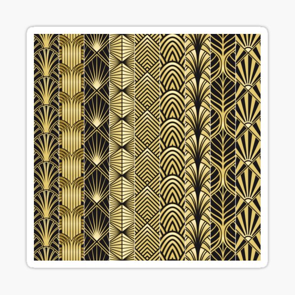 Black & Gold Geometric Art Deco  #35303 2 x Square Stickers 10 cm 