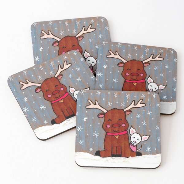 Item preview, Eva and her reindeer pal designed and sold by Mahli's  Artful Whimsy.