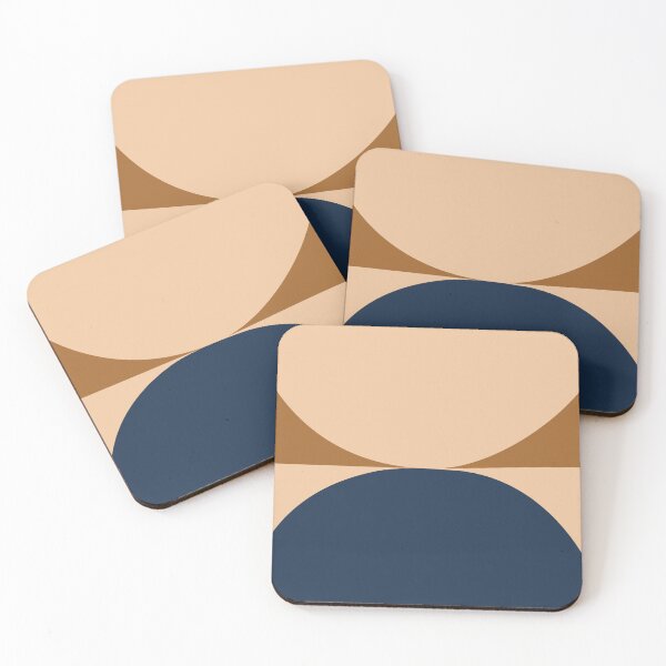 Item preview, Abstract Geometric Shapes 21 in Terracotta and Navy Blue (Moon phases) designed and sold by nineFlorals.
