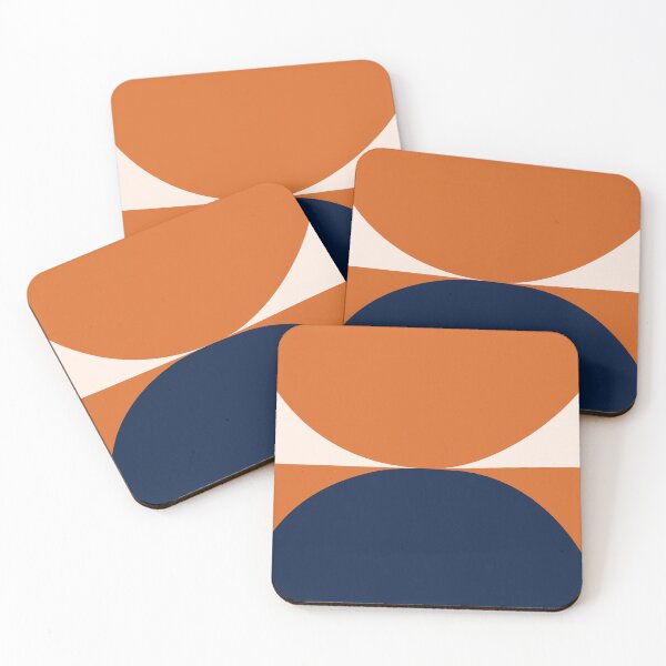 Item preview, Abstract Geometric Shapes 24 in Navy Orange (Moon phases) designed and sold by nineFlorals.