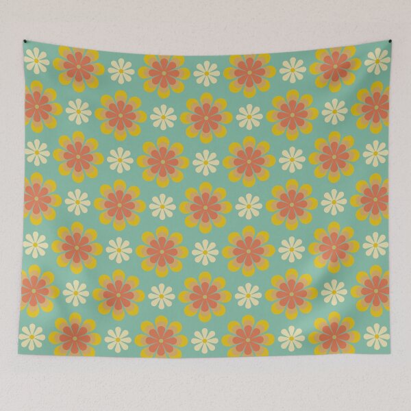 Item preview, Blomma, Vintage Flower Pattern in Retro Color Style designed and sold by BesanoStyle.