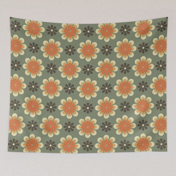 Item preview, Blomma, Vintage Flower Pattern in Retro Color Style designed and sold by BesanoStyle.
