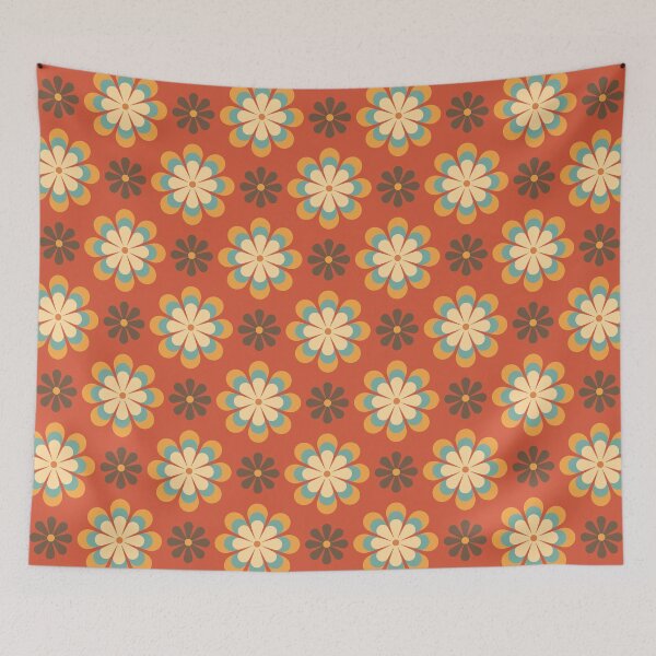 Item preview, Blomma, Vintage Flower Pattern in Retro Color Style designed and sold by BesanoStyle.