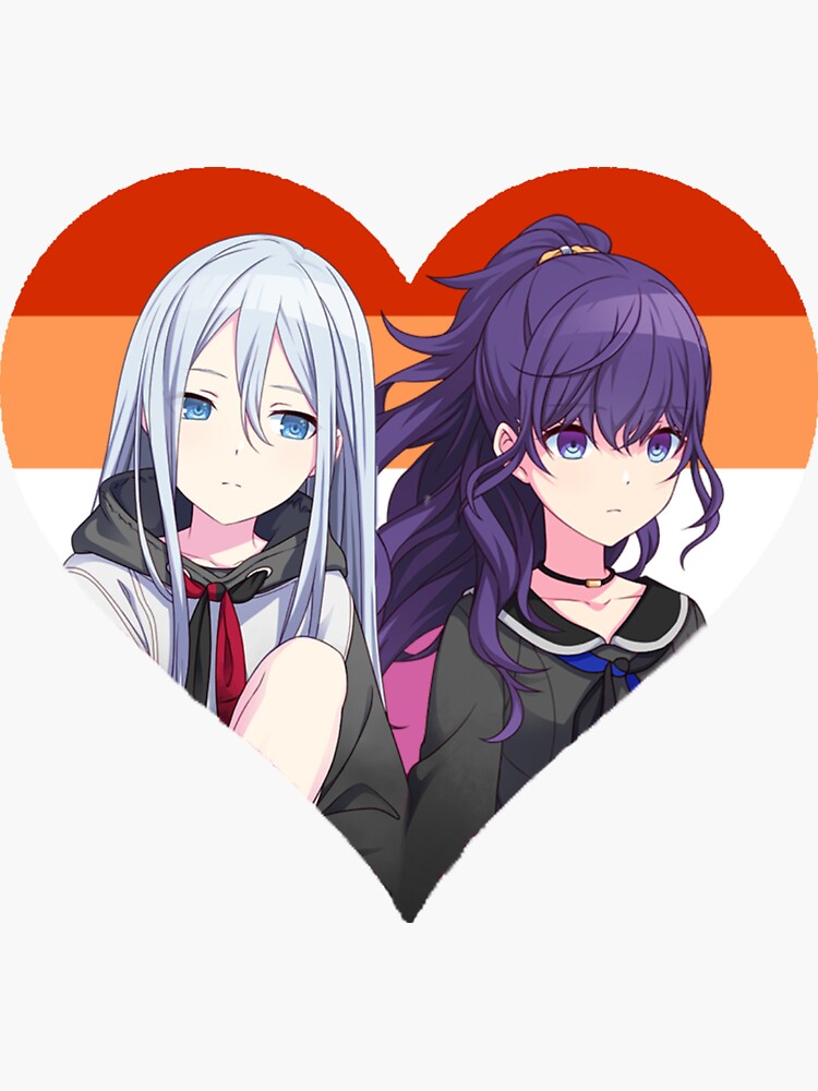 Pegatina «Mafuyu / Kanade corazón lésbico» de PlutoneArt Redbubble