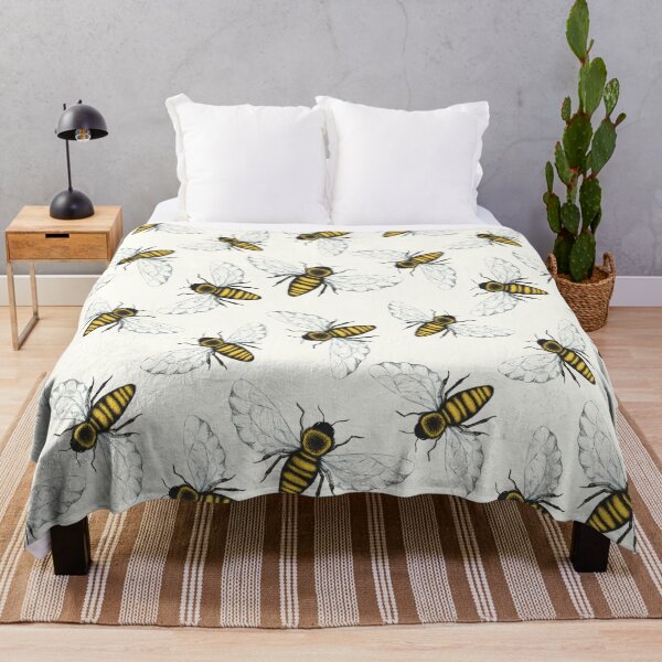 Item preview, Seamless pattern with colorful hand drawn honey bees designed and sold by DarianaArt.