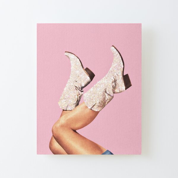 These Boots - Glitter Pink II Canvas Mounted Print