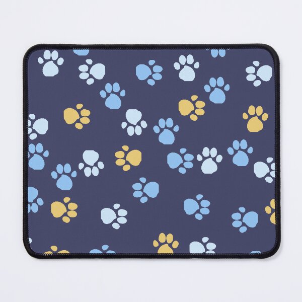 Item preview, Tan and blue Blue Heeler Paw Prints on Dark Blue Background designed and sold by LawsonFabrics.