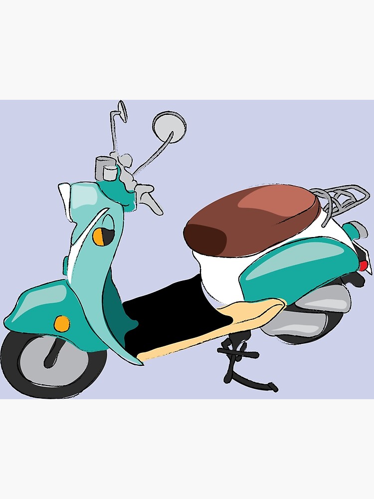 “Teal Blue Moped” Poster for Sale by jennykimbro | Redbubble