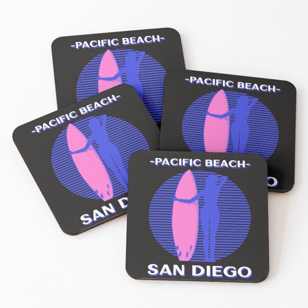 Item preview, Pacific Beach San Diego California Retro Sunset Girl Sunset Surfer designed and sold by Samsdesignshop.
