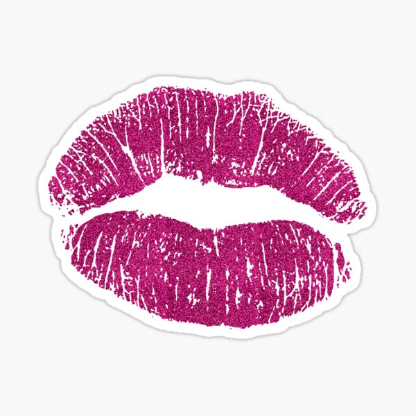 Pink Glitter Lips Sticker By Myheadisaprison Redbubble 