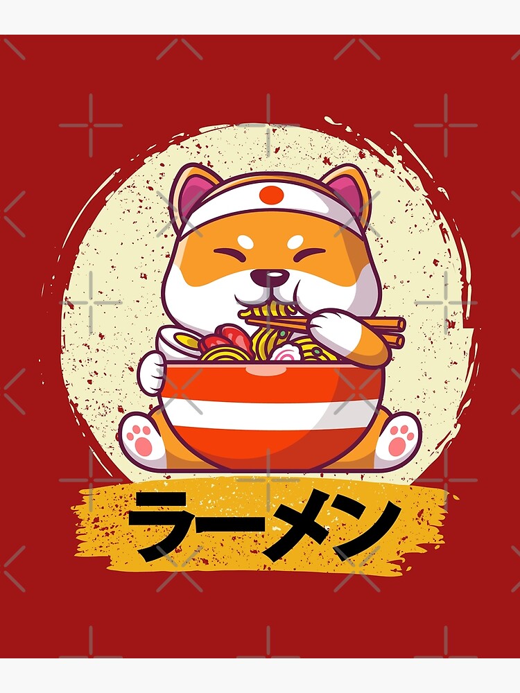 "Dog eating ramen cute noodles, cute shiba inu dog eating ramen noodles