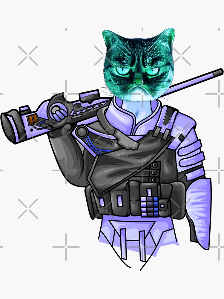 "Sniper Cat" Sticker for Sale by MichalPhukon Redbubble