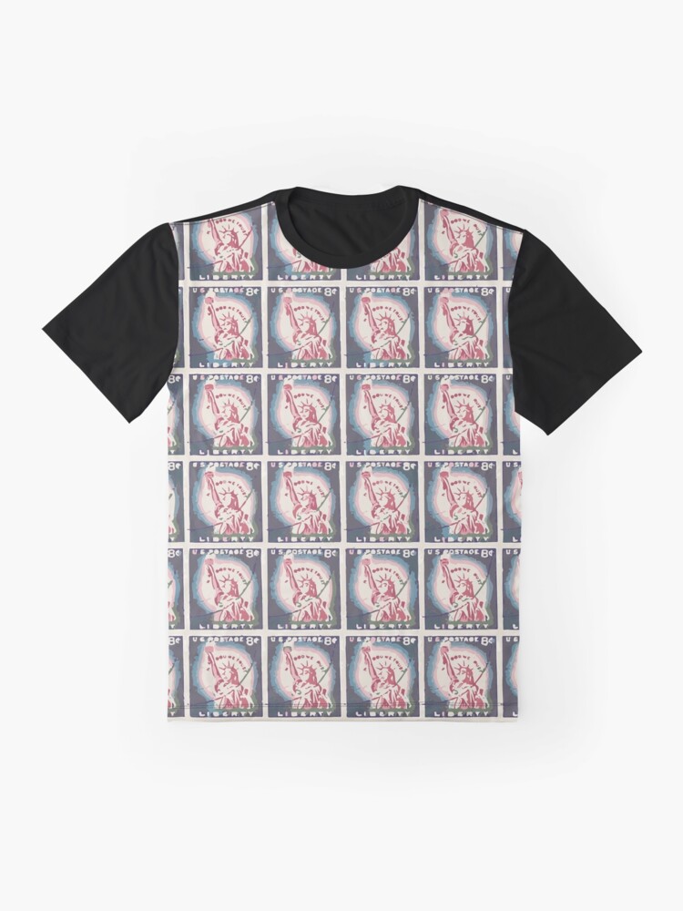 Alternate view of Statue of Liberty Stamps Collage Graphic T-Shirt