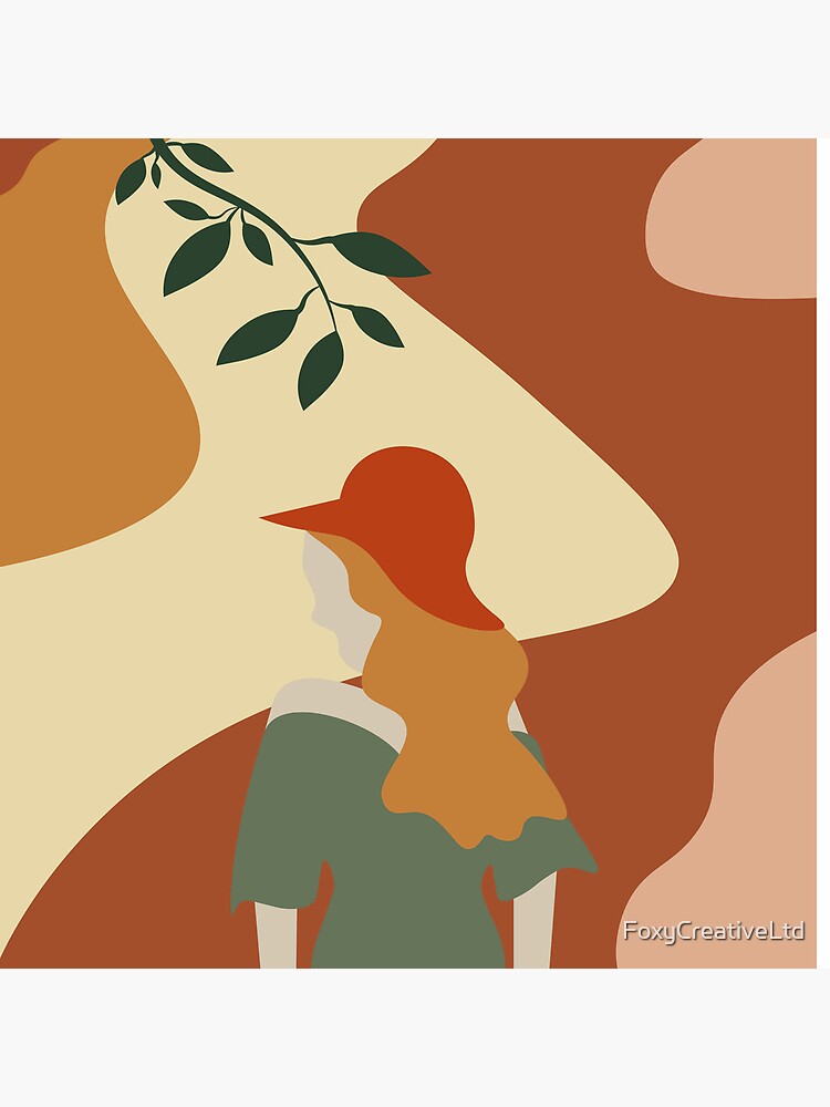 Thumbnail 5 of 5, Coasters (Set of 4), Vintage Boho Woman with Hat – Art Print designed and sold by FoxyCreativeLtd.