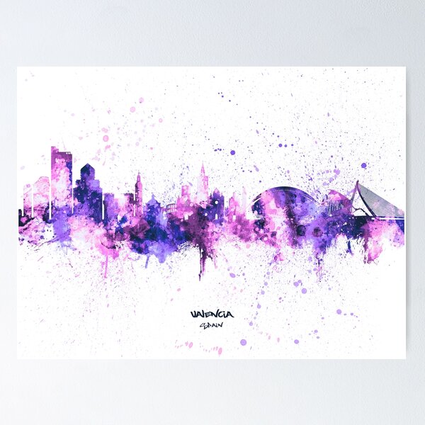 Aperçu de l'œuvre Valencia Spain Skyline créée et vendue par ArtPrints.