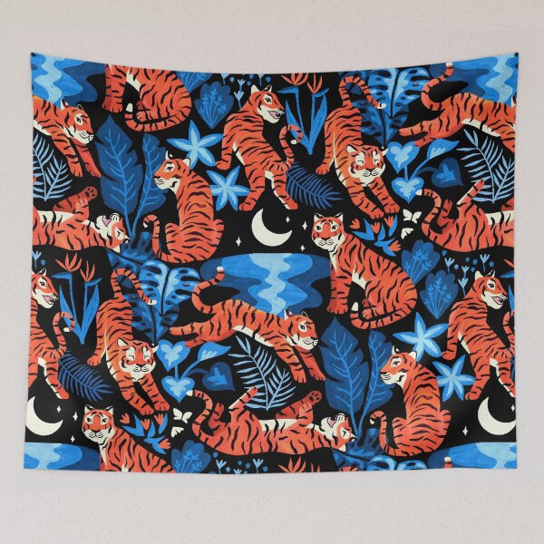 Item preview, Year of the Water Tiger - Midnight Blue Jungle designed and sold by TigaTiga.