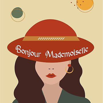 Artwork thumbnail, Bonjour Mademoiselle – French Woman in Red Lipstick Art Print by FoxyCreativeLtd