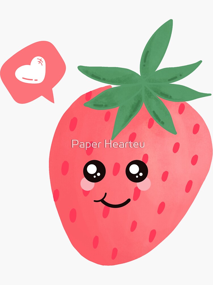"Berry Cute Funny Kawaii Strawberry Sticker" Sticker for Sale by