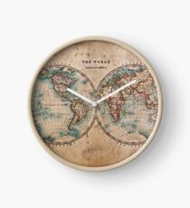 World Map Mid 1800s Clock