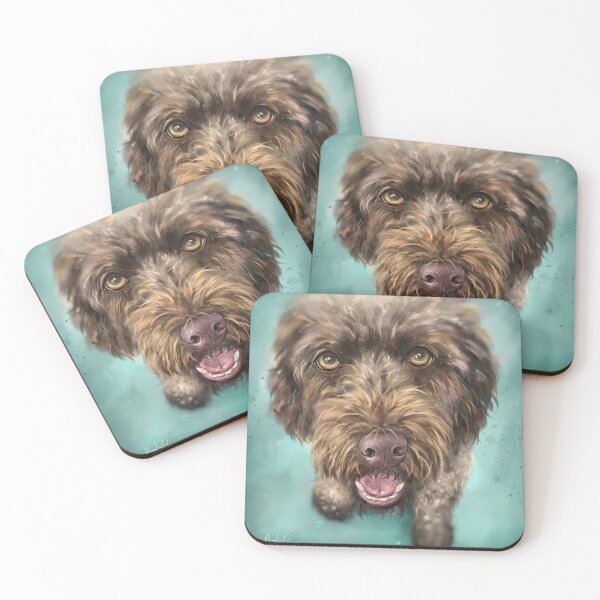 Item preview, Painting of a Gorgeous Labradoodle Dog with Its Tongue Out  designed and sold by ibadishi.
