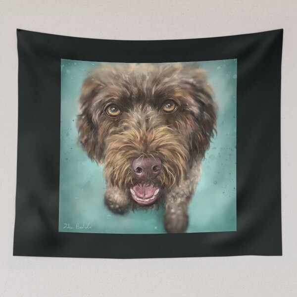 Item preview, Painting of a Gorgeous Labradoodle Dog with Its Tongue Out  designed and sold by ibadishi.