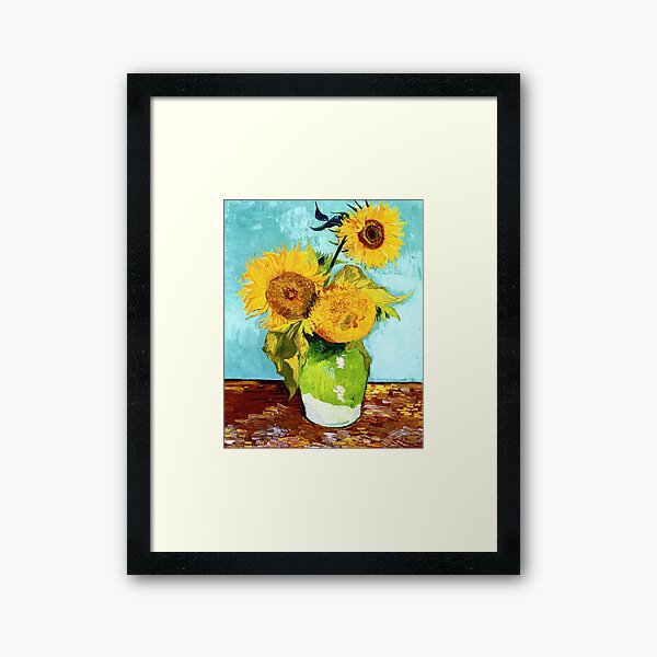 Three Sunflowers in a Vase by Van Gogh Framed Art Print