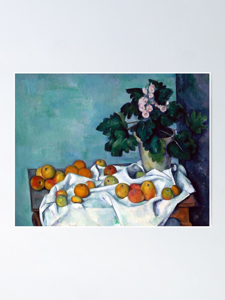 Paul Cezanne Still Life Apples And Primroses Poster By Pdgraphics Redbubble