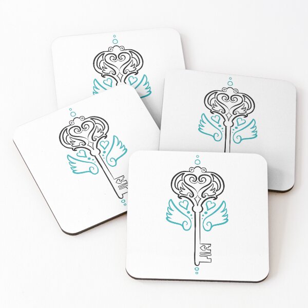 Item preview, Key to your Heart art noveau skeleton key tattoo design colour decorations designed and sold by cu-b3.