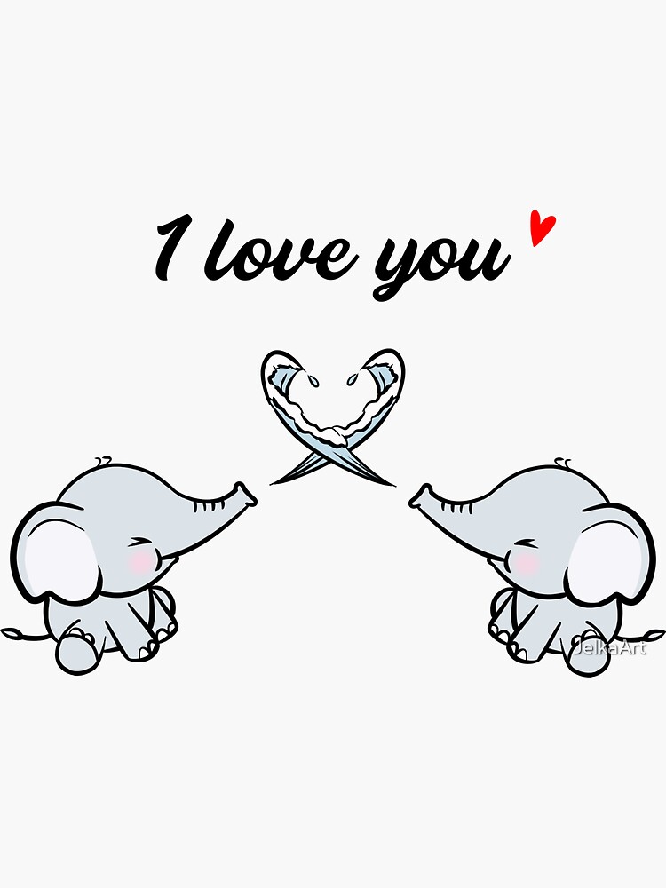 "Elephant love" Sticker by JelkaArt Redbubble