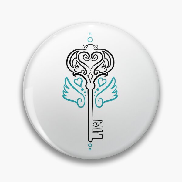 Item preview, Badge Design Key to your Heart art noveau skeleton key tattoo design colour decorations designed and sold by cu-b3.