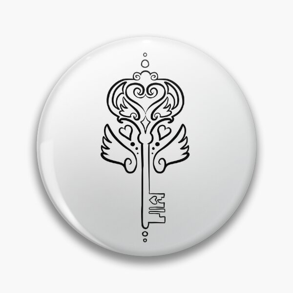 Item preview, Badge Design Key to your Heart art noveau skeleton key tattoo design decorations designed and sold by cu-b3.